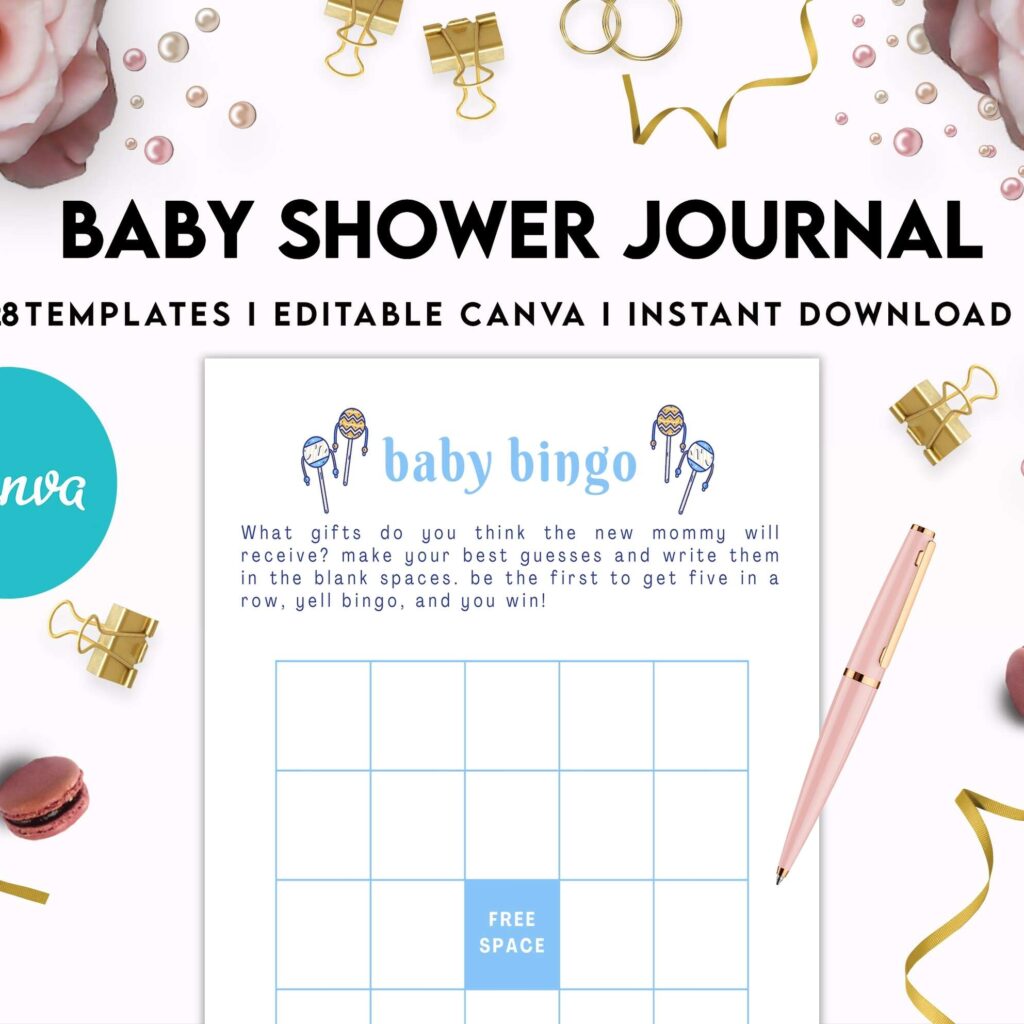 Baby Shower Journal, anxiety therapy journal, Self care journal, mindfulness, self love journal, wellness journal Canva Editable Templates 8,5×11 inch, KDP interior
