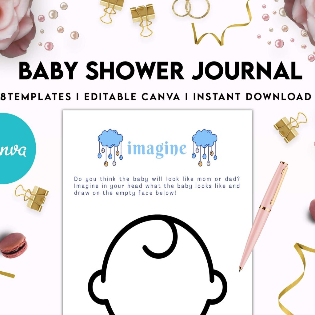 Baby Shower Journal, anxiety therapy journal, Self care journal, mindfulness, self love journal, wellness journal Canva Editable Templates 8,5×11 inch, KDP interior