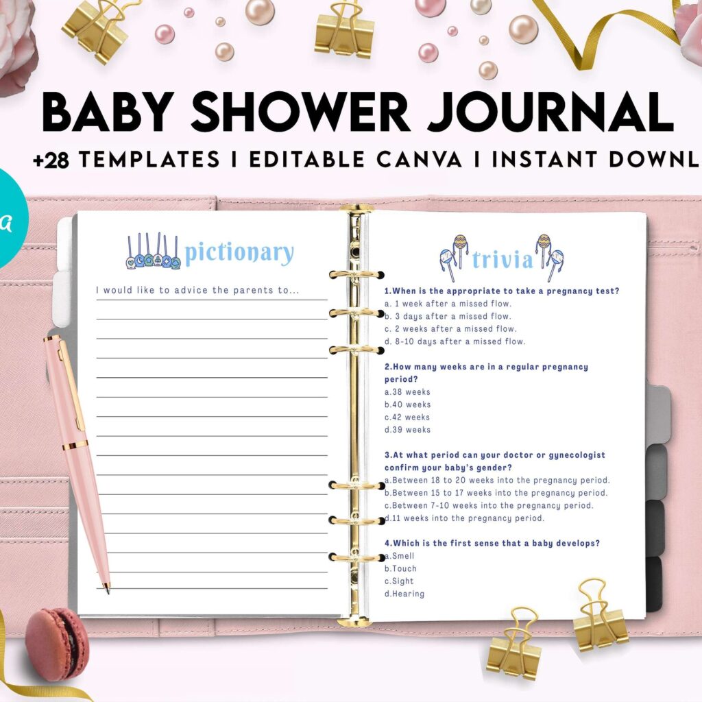 Baby Shower Journal, anxiety therapy journal, Self care journal, mindfulness, self love journal, wellness journal Canva Editable Templates 8,5×11 inch, KDP interior