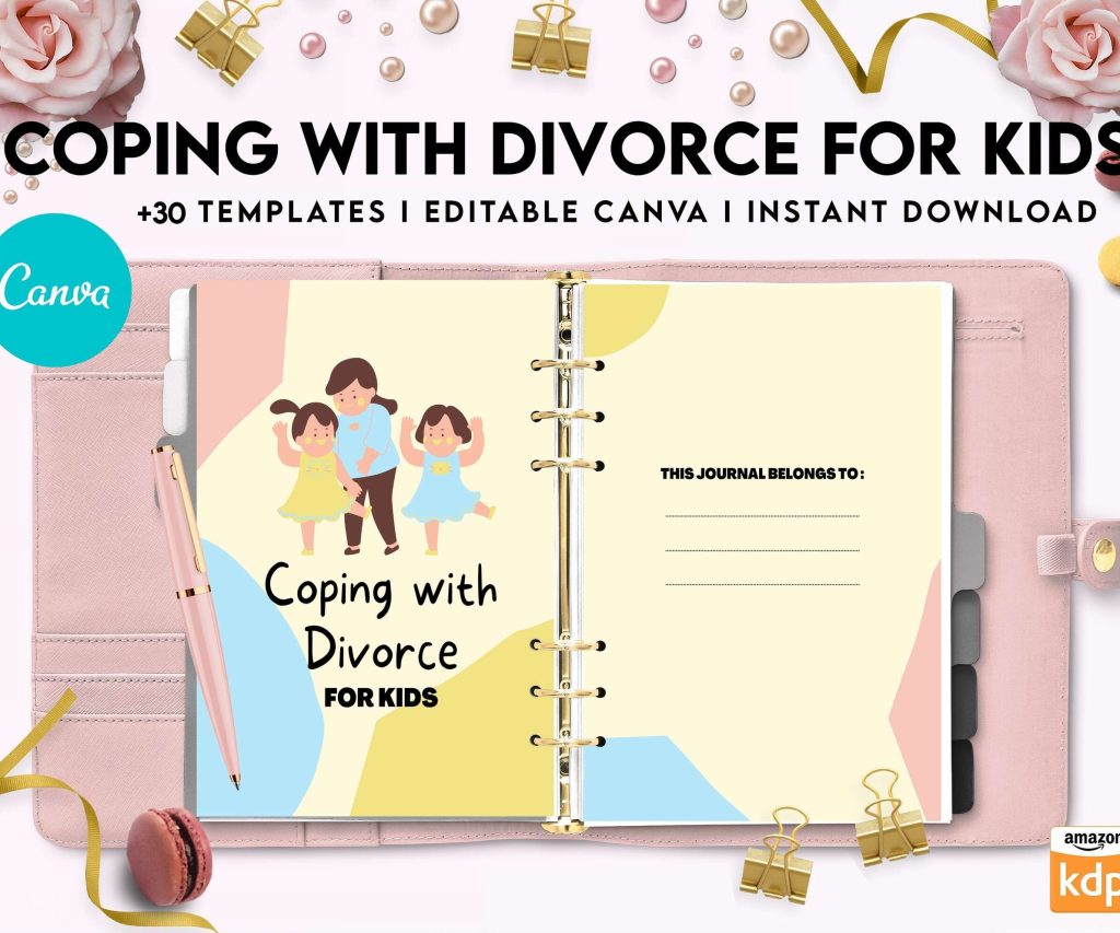 Coping With Divorce for Kids, Kids therapy, coping skills, divorce kids, Canva Editable Templates 8,5×11 inch, KDP interior