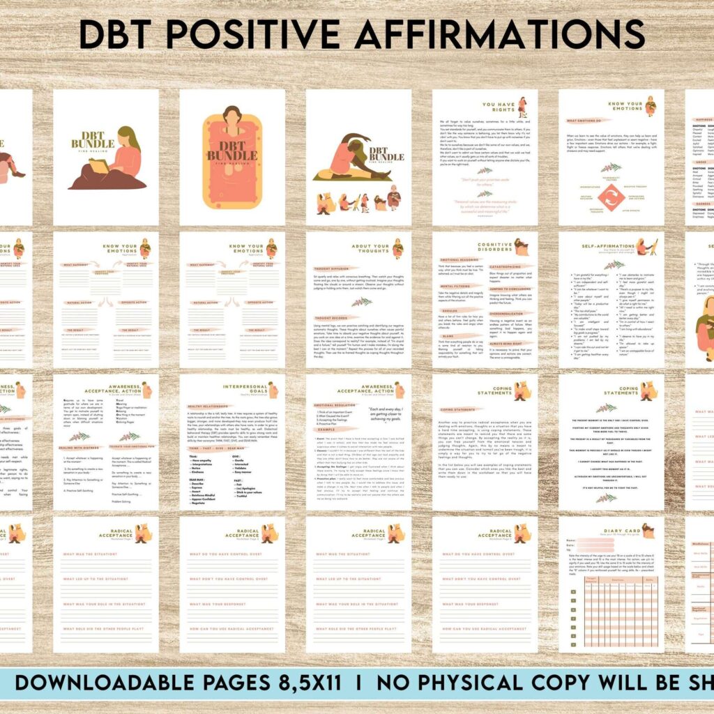 Dbt Positive Affirmations for kids, coping skills, divorce kids, Canva Editable Templates 8,5×11 inch, KDP interior