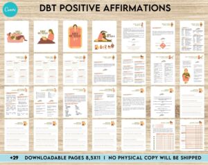 Dbt Positive Affirmations for kids, coping skills, divorce kids, Canva Editable Templates 8,5×11 inch, KDP interior