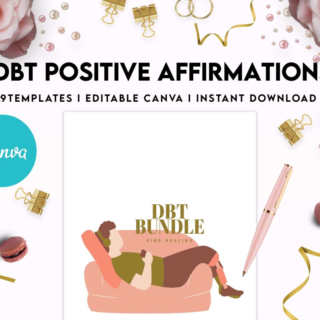 Dbt Positive Affirmations for kids, coping skills, divorce kids, Canva Editable Templates 8,5×11 inch, KDP interior