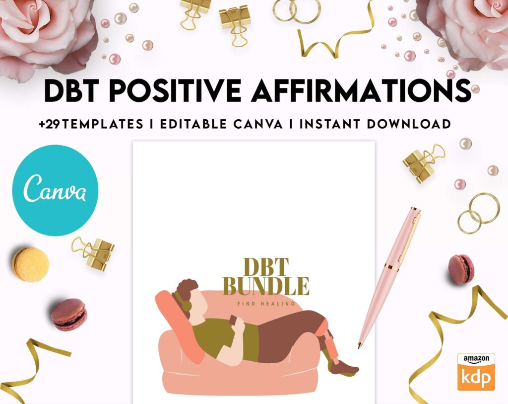 Dbt Positive Affirmations for kids, coping skills, divorce kids, Canva Editable Templates 8,5×11 inch, KDP interior