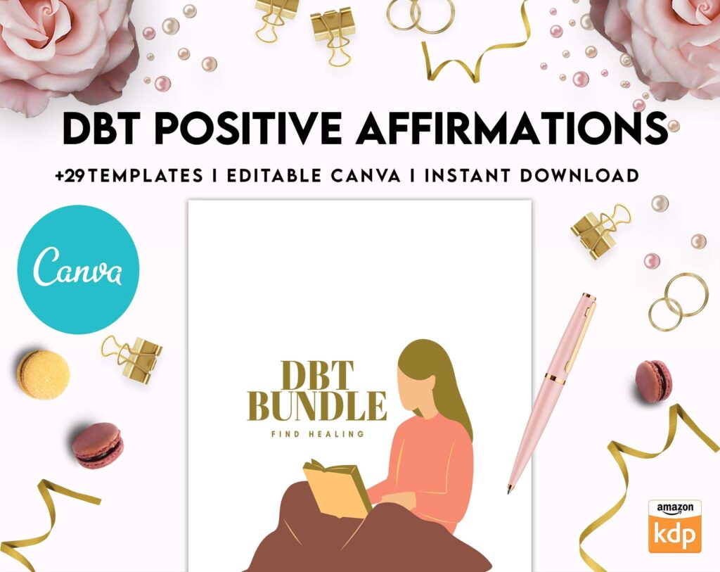 Dbt Positive Affirmations for kids, coping skills, divorce kids, Canva Editable Templates 8,5×11 inch, KDP interior