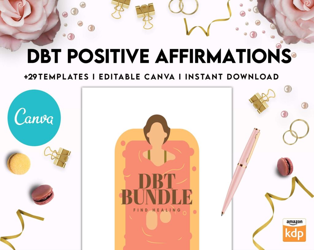 Dbt Positive Affirmations for kids, coping skills, divorce kids, Canva Editable Templates 8,5×11 inch, KDP interior