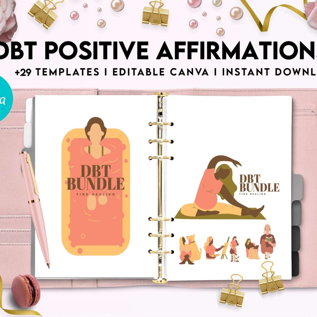 Dbt Positive Affirmations for kids, coping skills, divorce kids, Canva Editable Templates 8,5×11 inch, KDP interior