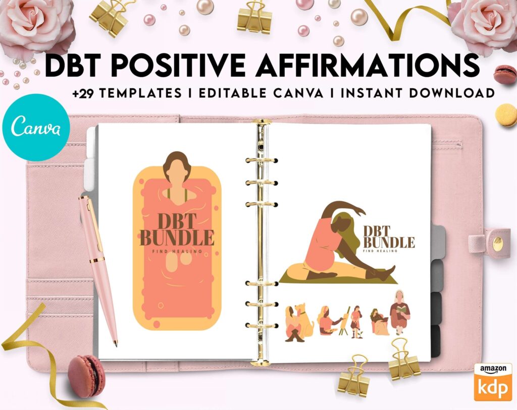 Dbt Positive Affirmations for kids, coping skills, divorce kids, Canva Editable Templates 8,5×11 inch, KDP interior