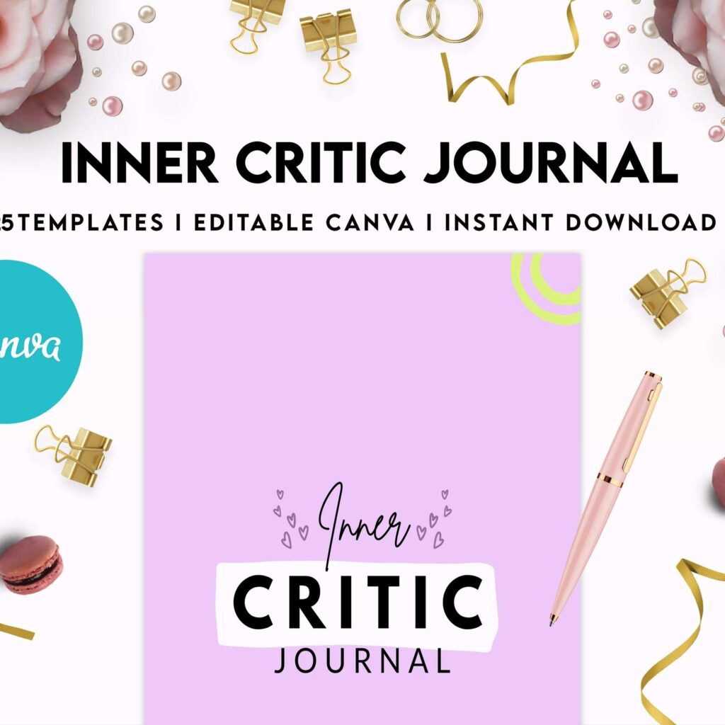 Inner Critic Journal, self discovery,self esteem, Limiting Beliefs Canva Editable Templates 8,5×11 inch, KDP interior