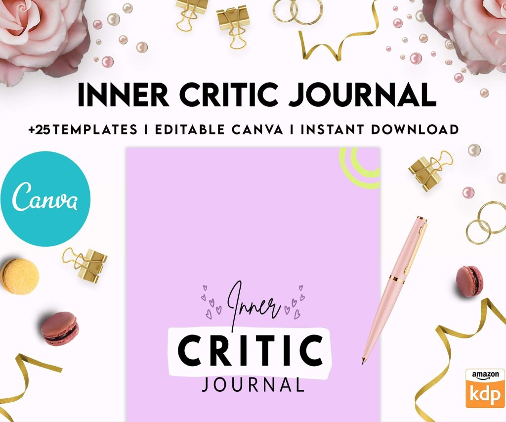 Inner Critic Journal, self discovery,self esteem, Limiting Beliefs Canva Editable Templates 8,5×11 inch, KDP interior