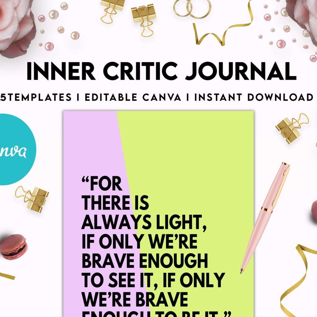 Inner Critic Journal, self discovery,self esteem, Limiting Beliefs Canva Editable Templates 8,5×11 inch, KDP interior