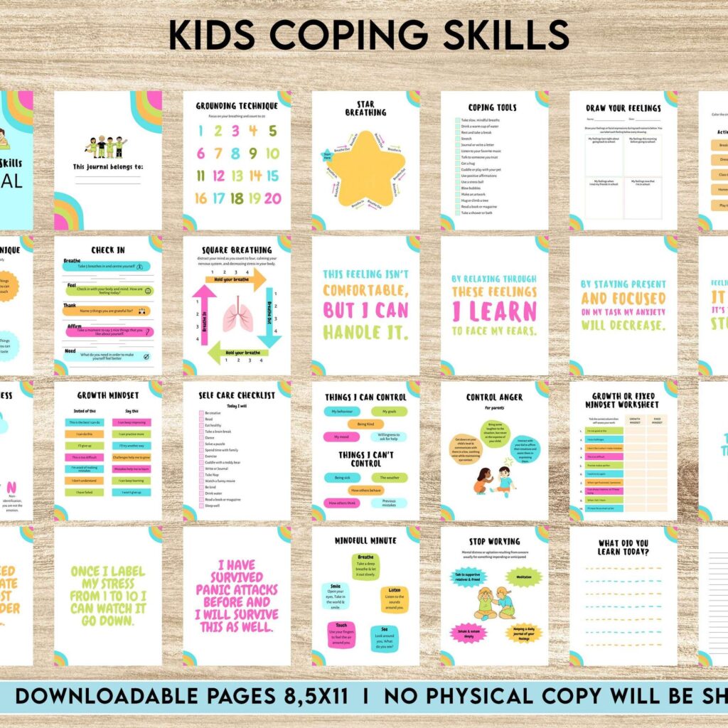 Kids Coping Skills, kids therapy, kids self discovery, kids self esteem, kids Limiting Beliefs Canva Editable Templates 8,5×11 inch, KDP interior