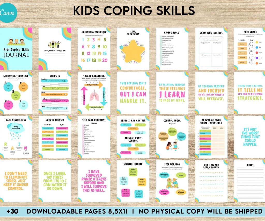 Kids Coping Skills, kids therapy, kids self discovery, kids self esteem, kids Limiting Beliefs Canva Editable Templates 8,5×11 inch, KDP interior