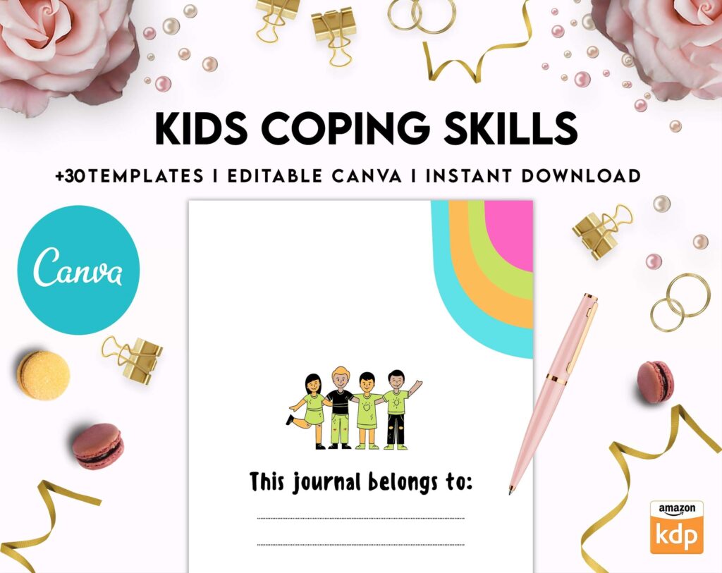 Kids Coping Skills, kids therapy, kids self discovery, kids self esteem, kids Limiting Beliefs Canva Editable Templates 8,5×11 inch, KDP interior