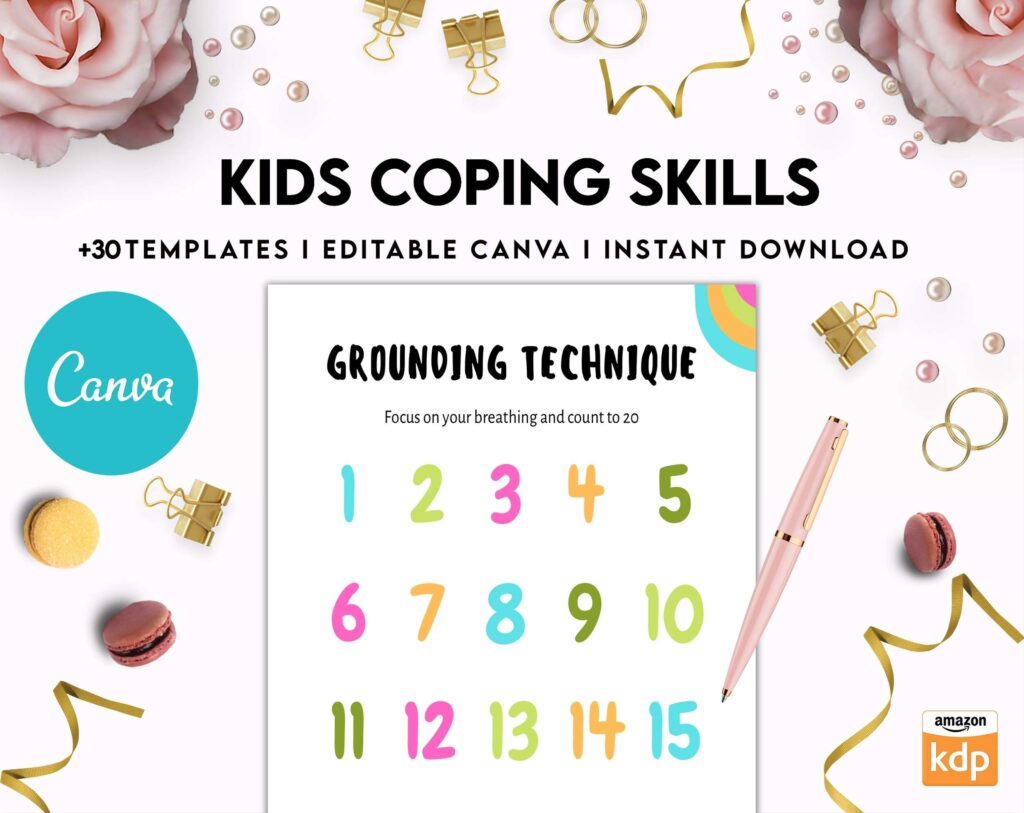 Kids Coping Skills, kids therapy, kids self discovery, kids self esteem, kids Limiting Beliefs Canva Editable Templates 8,5×11 inch, KDP interior