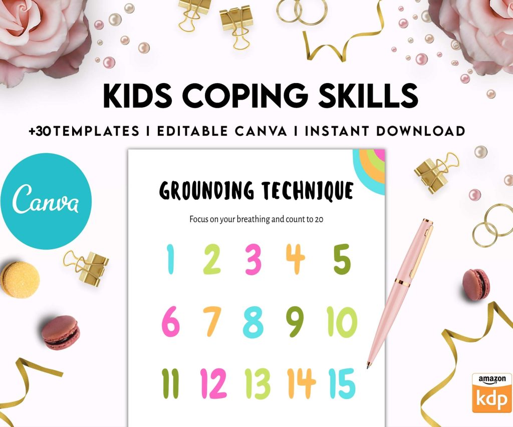 Kids Coping Skills, kids therapy, kids self discovery, kids self esteem, kids Limiting Beliefs Canva Editable Templates 8,5×11 inch, KDP interior
