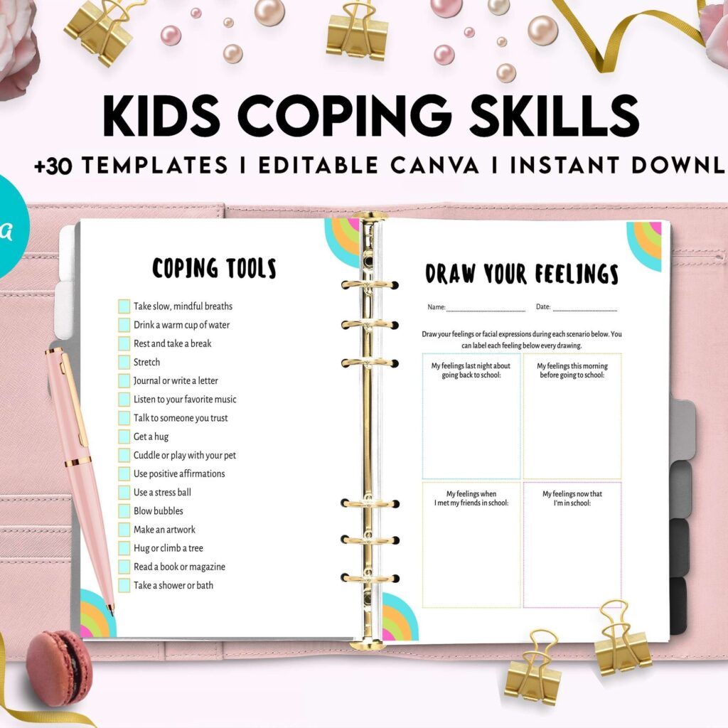 Kids Coping Skills, kids therapy, kids self discovery, kids self esteem, kids Limiting Beliefs Canva Editable Templates 8,5×11 inch, KDP interior