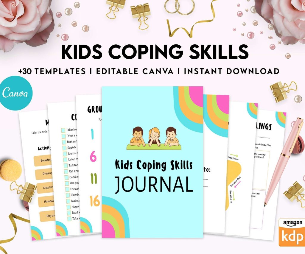 Kids Coping Skills, kids therapy, kids self discovery, kids self esteem, kids Limiting Beliefs Canva Editable Templates 8,5×11 inch, KDP interior