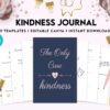Kindness Journal, act of kindness, therapy journal , self discovery, self esteem, Canva Editable Templates 8,5×11 inch, KDP interior
