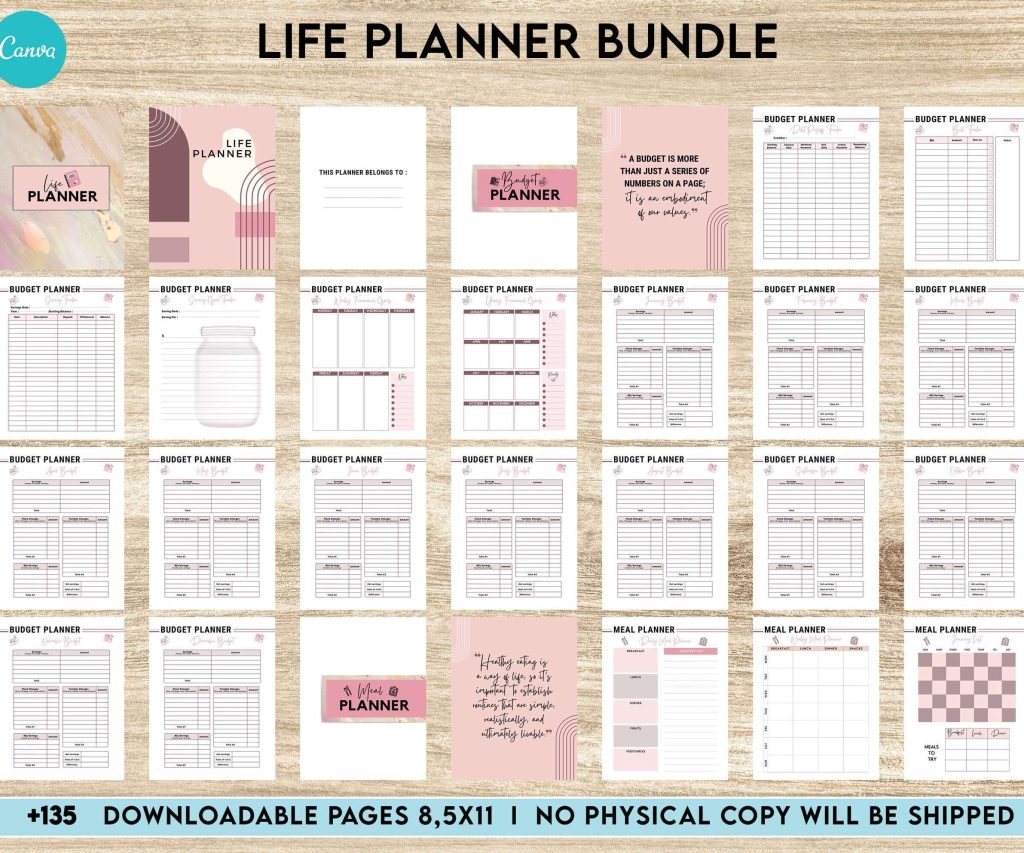 Life Planner Bundle, life organizer, adhd planner, productivity planner, Canva Editable Templates 8,5×11 inch, KDP interior