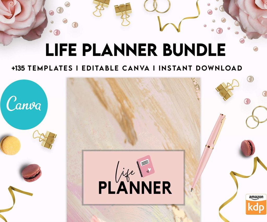Life Planner Bundle, life organizer, adhd planner, productivity planner, Canva Editable Templates 8,5×11 inch, KDP interior