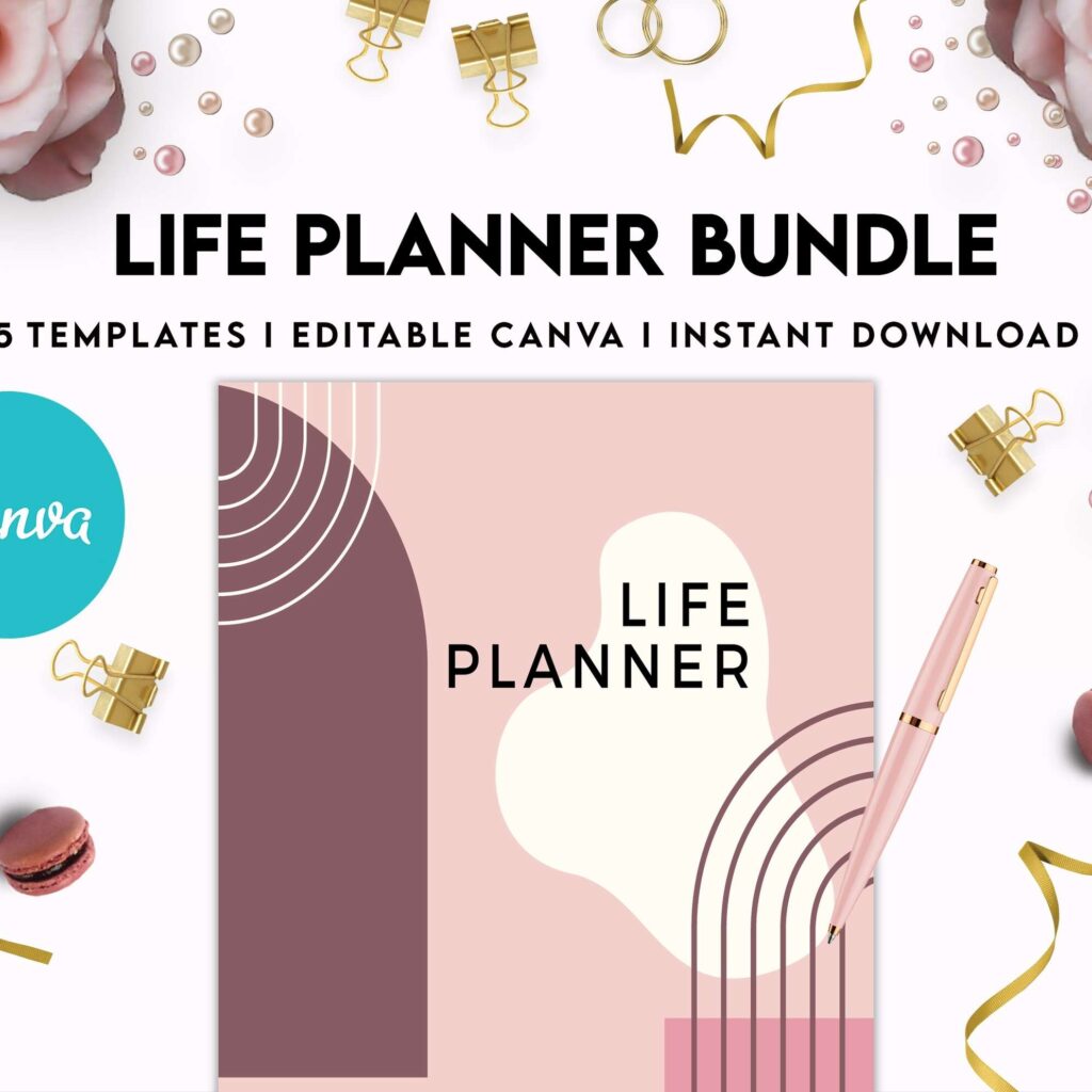Life Planner Bundle, life organizer, adhd planner, productivity planner, Canva Editable Templates 8,5×11 inch, KDP interior