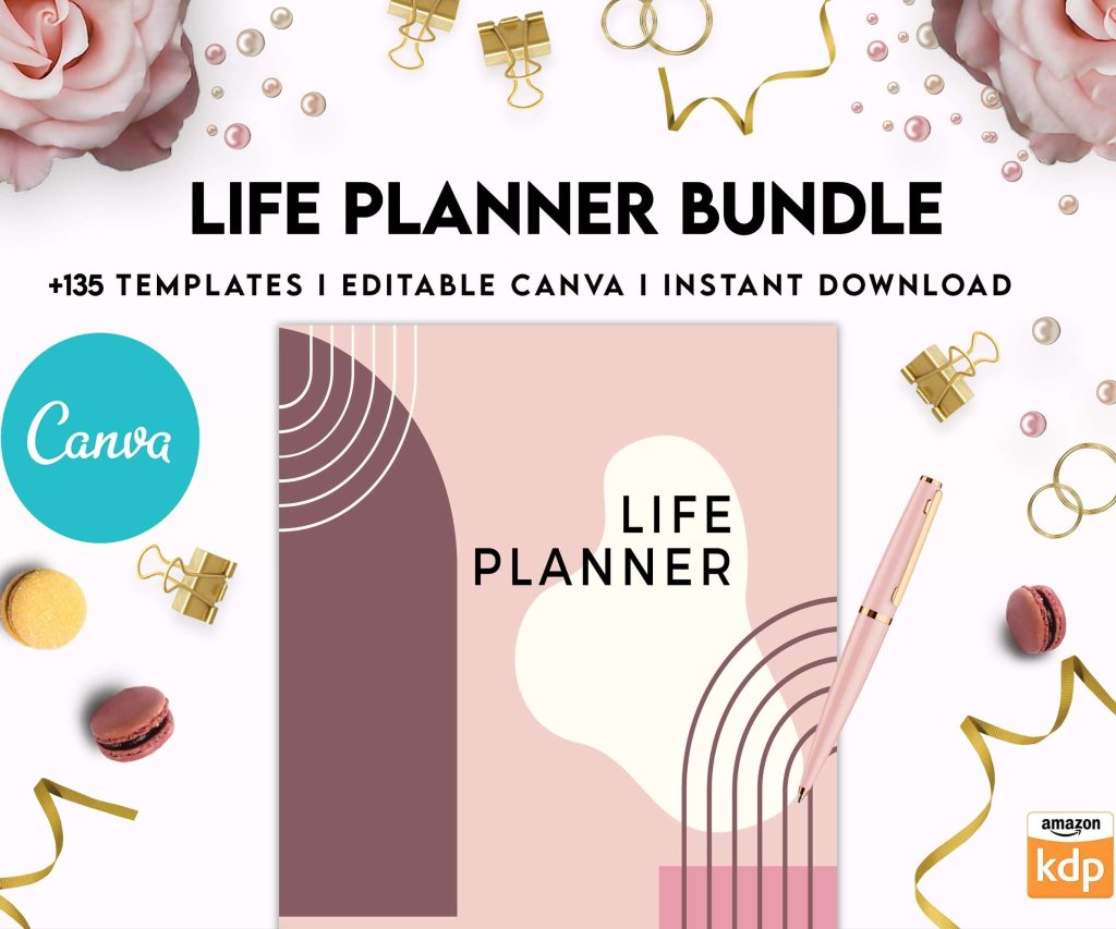 Life Planner Bundle, life organizer, adhd planner, productivity planner, Canva Editable Templates 8,5×11 inch, KDP interior