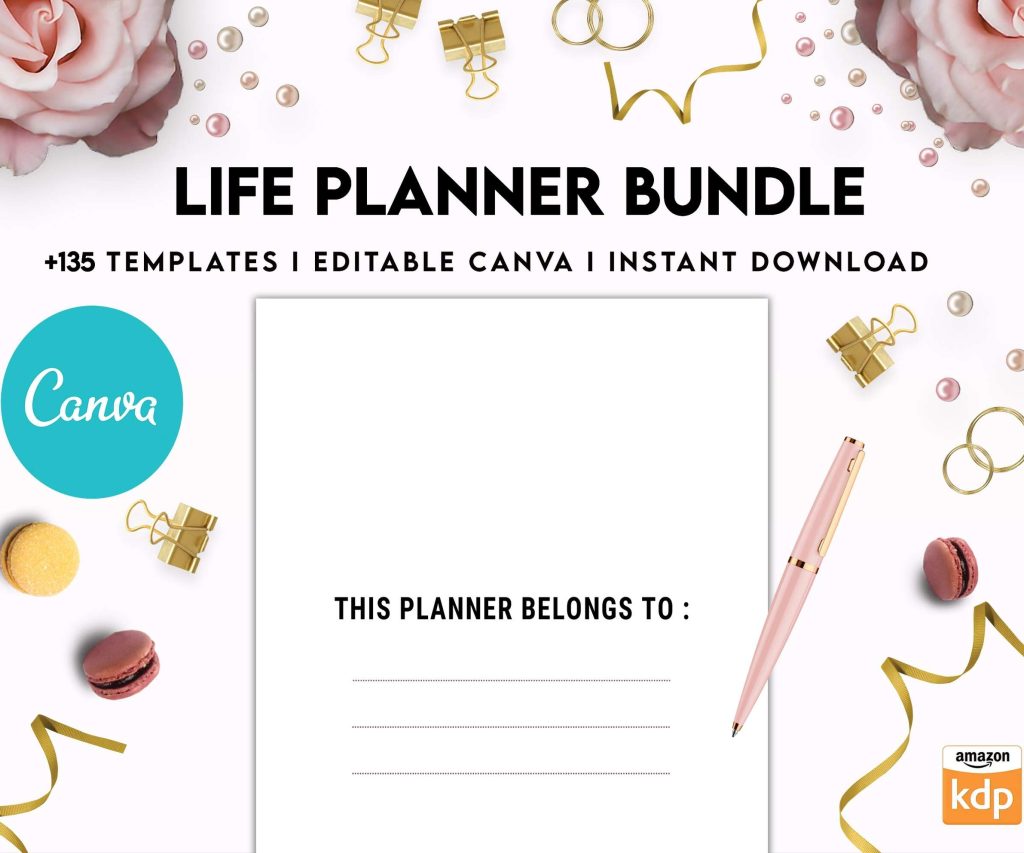 Life Planner Bundle, life organizer, adhd planner, productivity planner, Canva Editable Templates 8,5×11 inch, KDP interior
