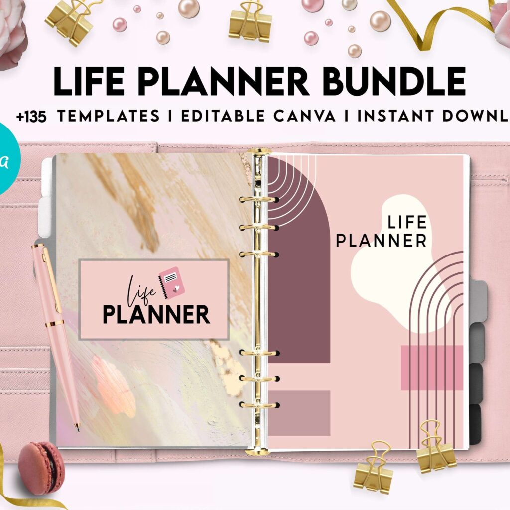 Life Planner Bundle, life organizer, adhd planner, productivity planner, Canva Editable Templates 8,5×11 inch, KDP interior