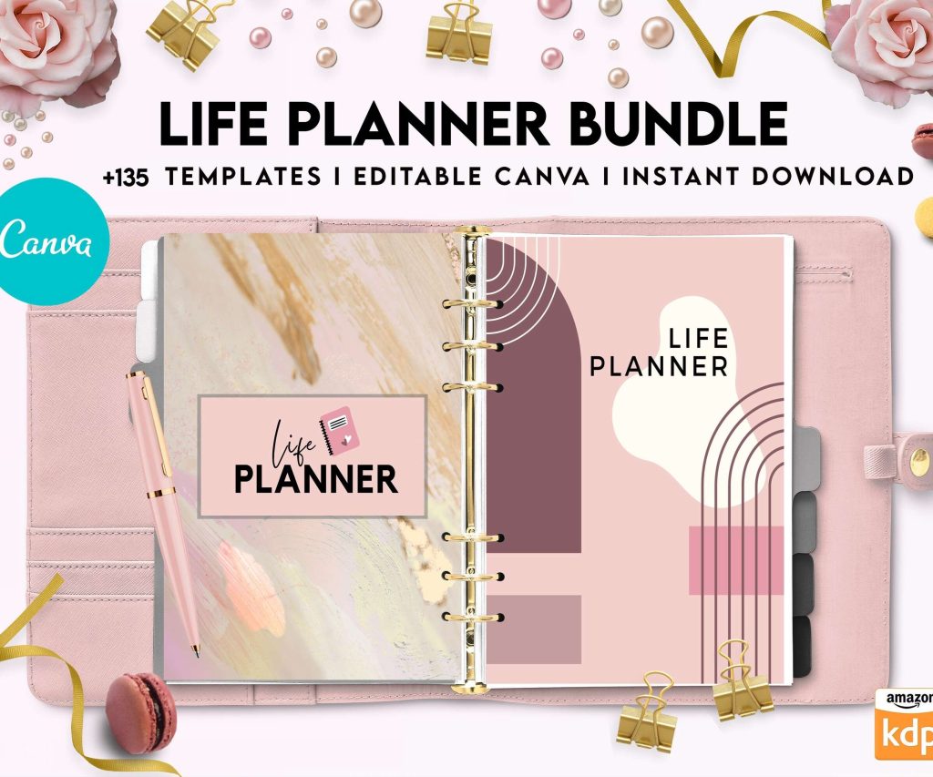 Life Planner Bundle, life organizer, adhd planner, productivity planner, Canva Editable Templates 8,5×11 inch, KDP interior