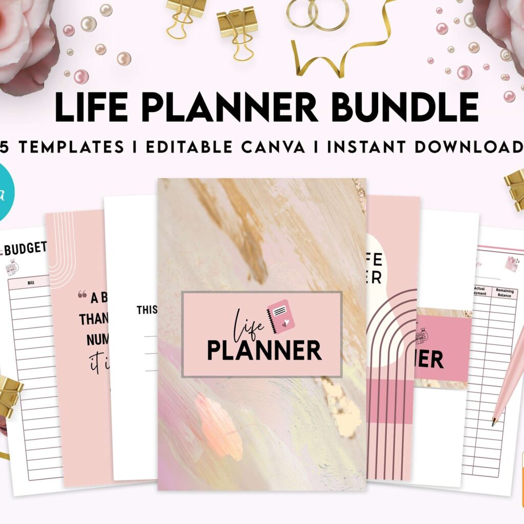 Life Planner Bundle, life organizer, adhd planner, productivity planner, Canva Editable Templates 8,5×11 inch, KDP interior