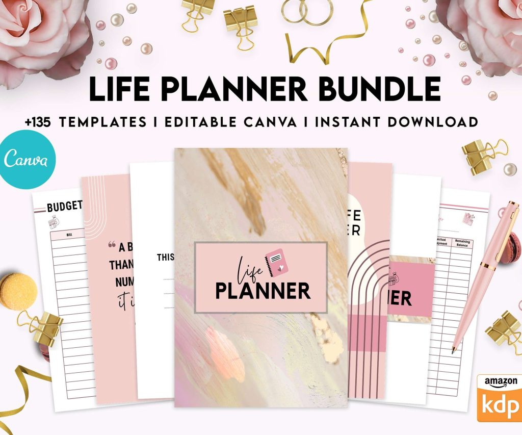 Life Planner Bundle, life organizer, adhd planner, productivity planner, Canva Editable Templates 8,5×11 inch, KDP interior