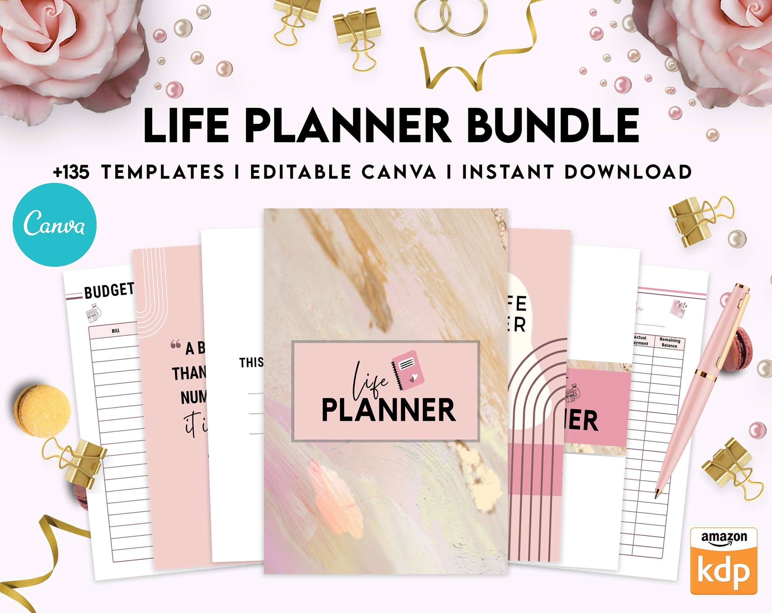 Life Planner Bundle, life organizer, adhd planner, productivity planner, Canva Editable Templates 8,5×11 inch, KDP interior Life Planner Bundle, life organizer, adhd planner, productivity planner, Canva Editable Templates 8,5×11 inch, KDP interior
