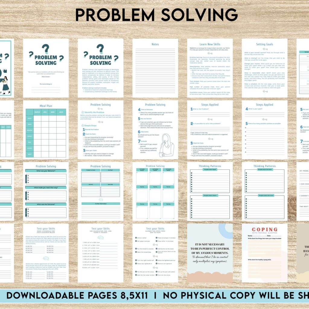 Problem Solving Journal, decision making, therapy journal, anxiety journal Canva Editable Templates 8,5×11 inch, KDP interior