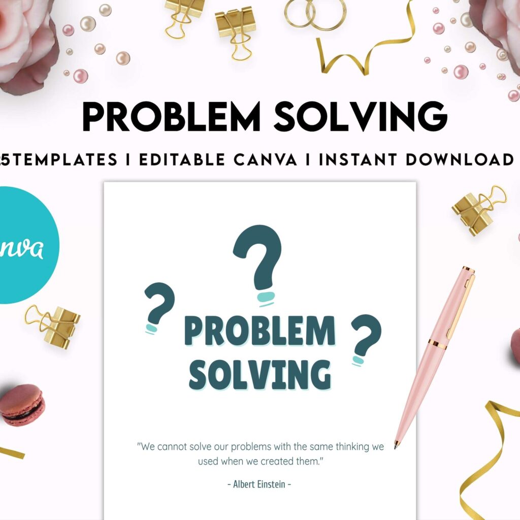Problem Solving Journal, decision making, therapy journal, anxiety journal Canva Editable Templates 8,5×11 inch, KDP interior