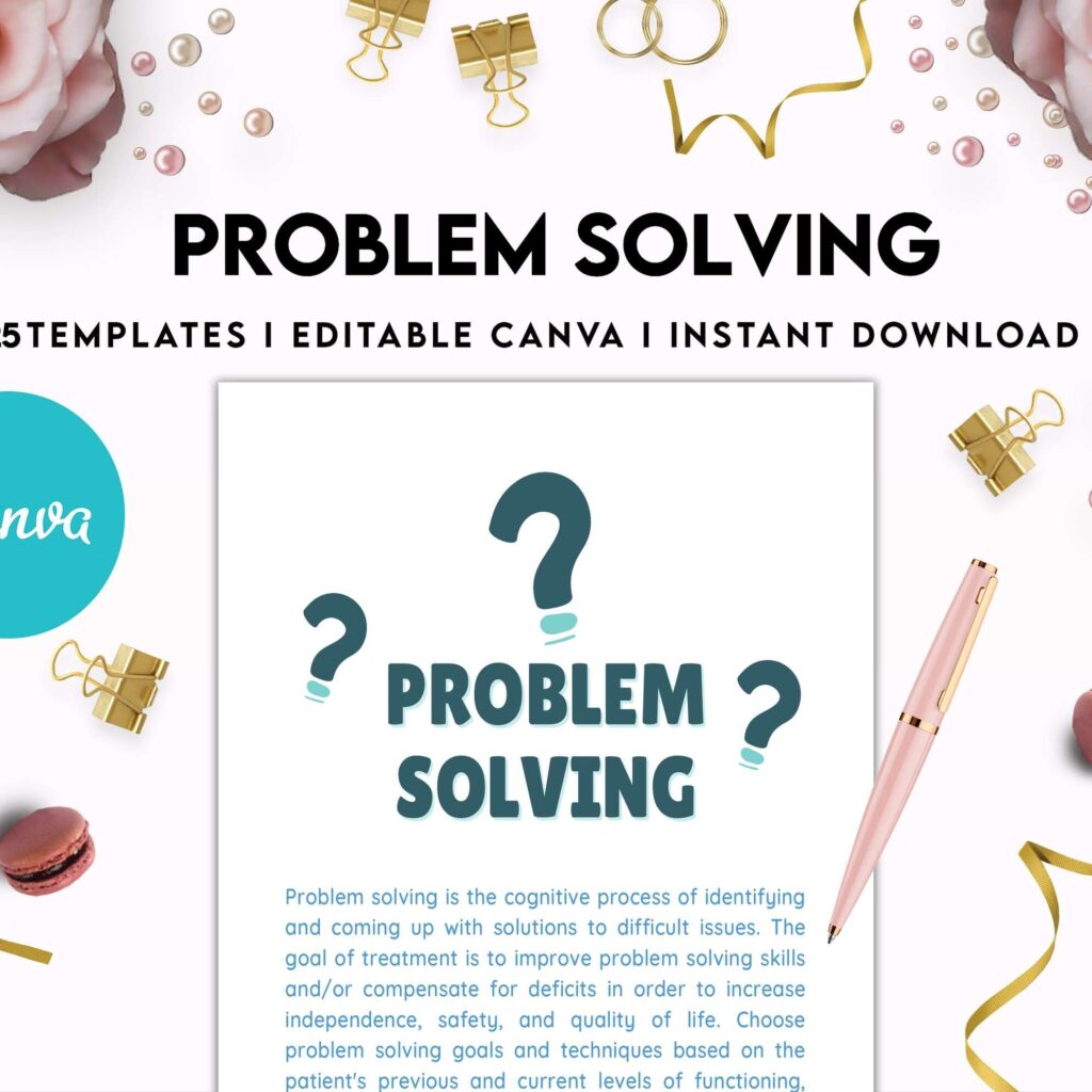 Problem Solving Journal, decision making, therapy journal, anxiety journal Canva Editable Templates 8,5×11 inch, KDP interior