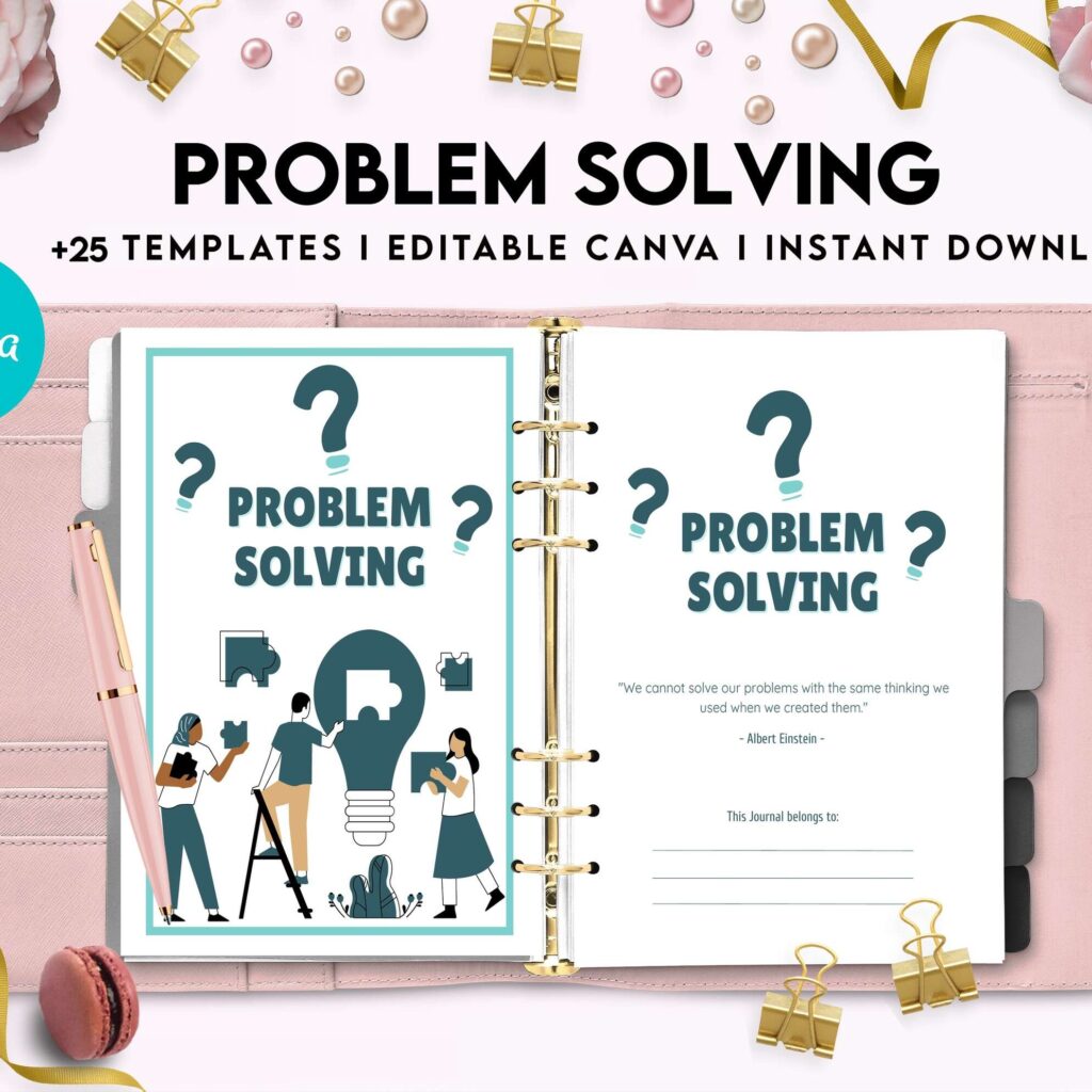 Problem Solving Journal, decision making, therapy journal, anxiety journal Canva Editable Templates 8,5×11 inch, KDP interior