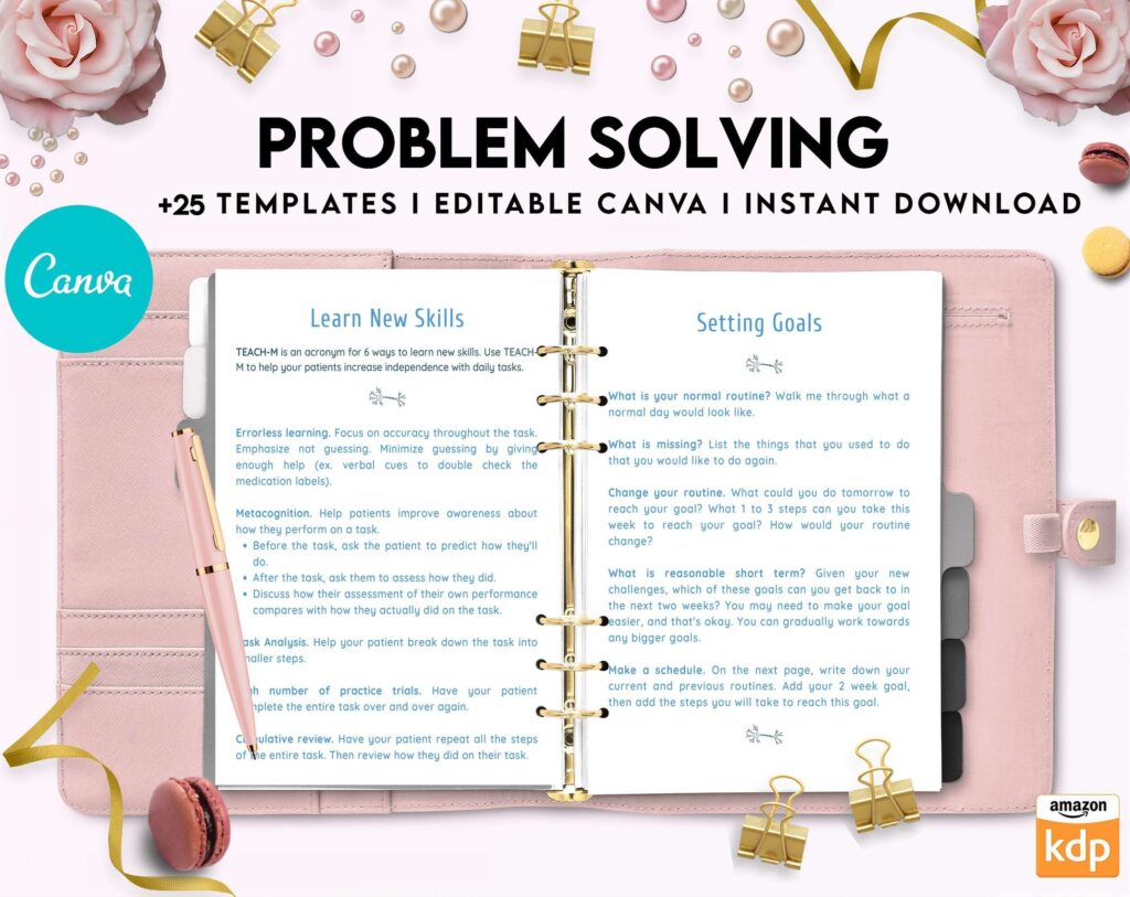 Problem Solving Journal, decision making, therapy journal, anxiety journal Canva Editable Templates 8,5×11 inch, KDP interior
