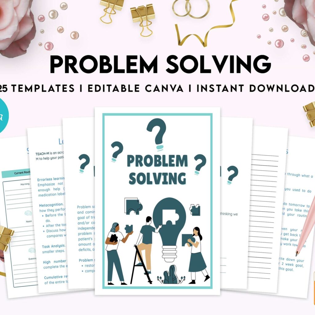 Problem Solving Journal, decision making, therapy journal, anxiety journal Canva Editable Templates 8,5×11 inch, KDP interior