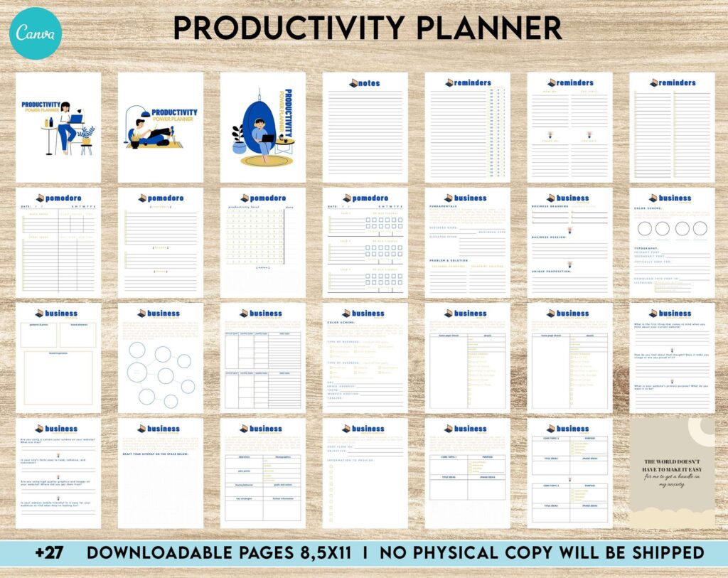 Productivity Planner,daily schedule,daily to do, productivity tracker, Business planner Canva Editable Templates 8,5×11 inch, KDP interior