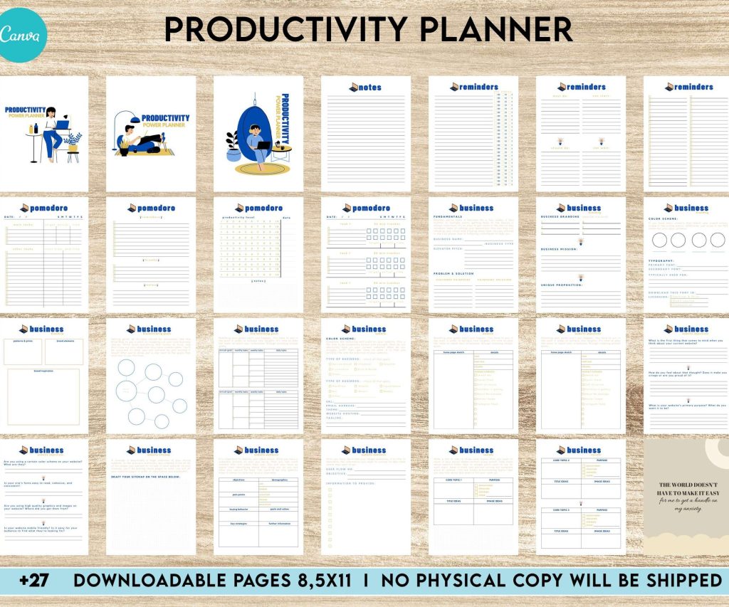 Productivity Planner,daily schedule,daily to do, productivity tracker, Business planner Canva Editable Templates 8,5×11 inch, KDP interior