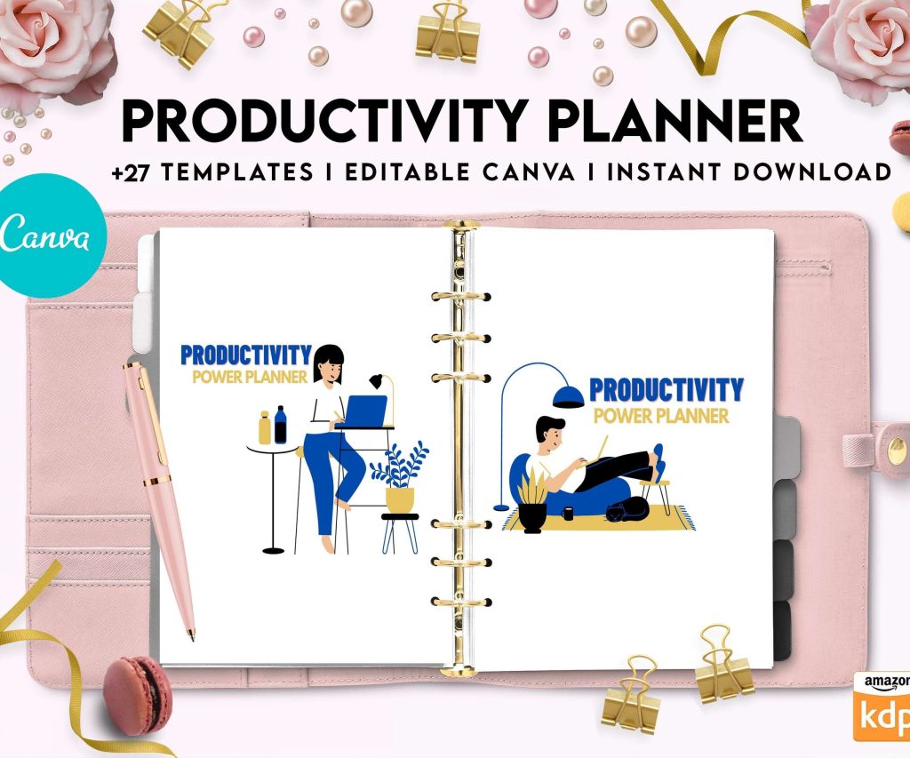 Productivity Planner,daily schedule,daily to do, productivity tracker, Business planner Canva Editable Templates 8,5×11 inch, KDP interior