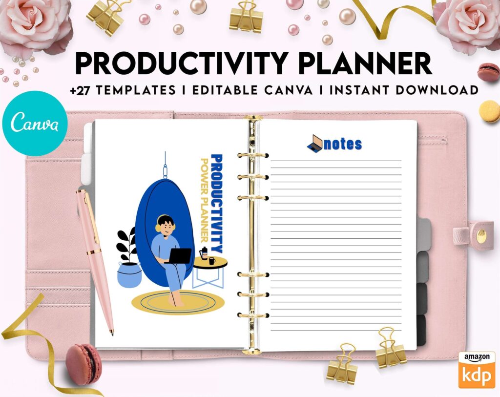 Productivity Planner,daily schedule,daily to do, productivity tracker, Business planner Canva Editable Templates 8,5×11 inch, KDP interior