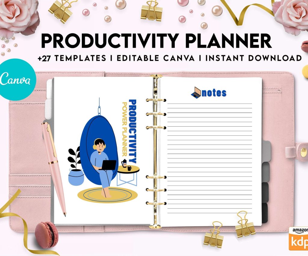 Productivity Planner,daily schedule,daily to do, productivity tracker, Business planner Canva Editable Templates 8,5×11 inch, KDP interior