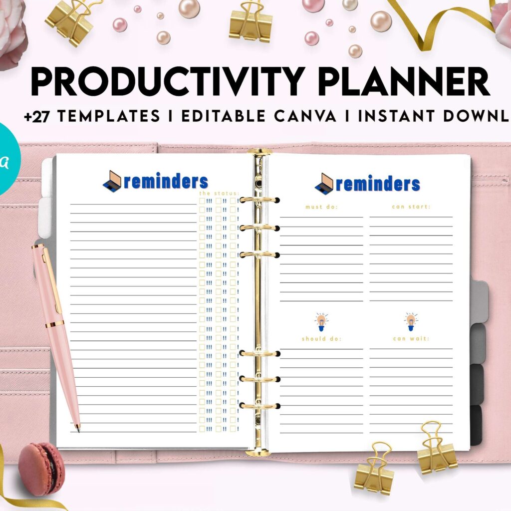 Productivity Planner,daily schedule,daily to do, productivity tracker, Business planner Canva Editable Templates 8,5×11 inch, KDP interior