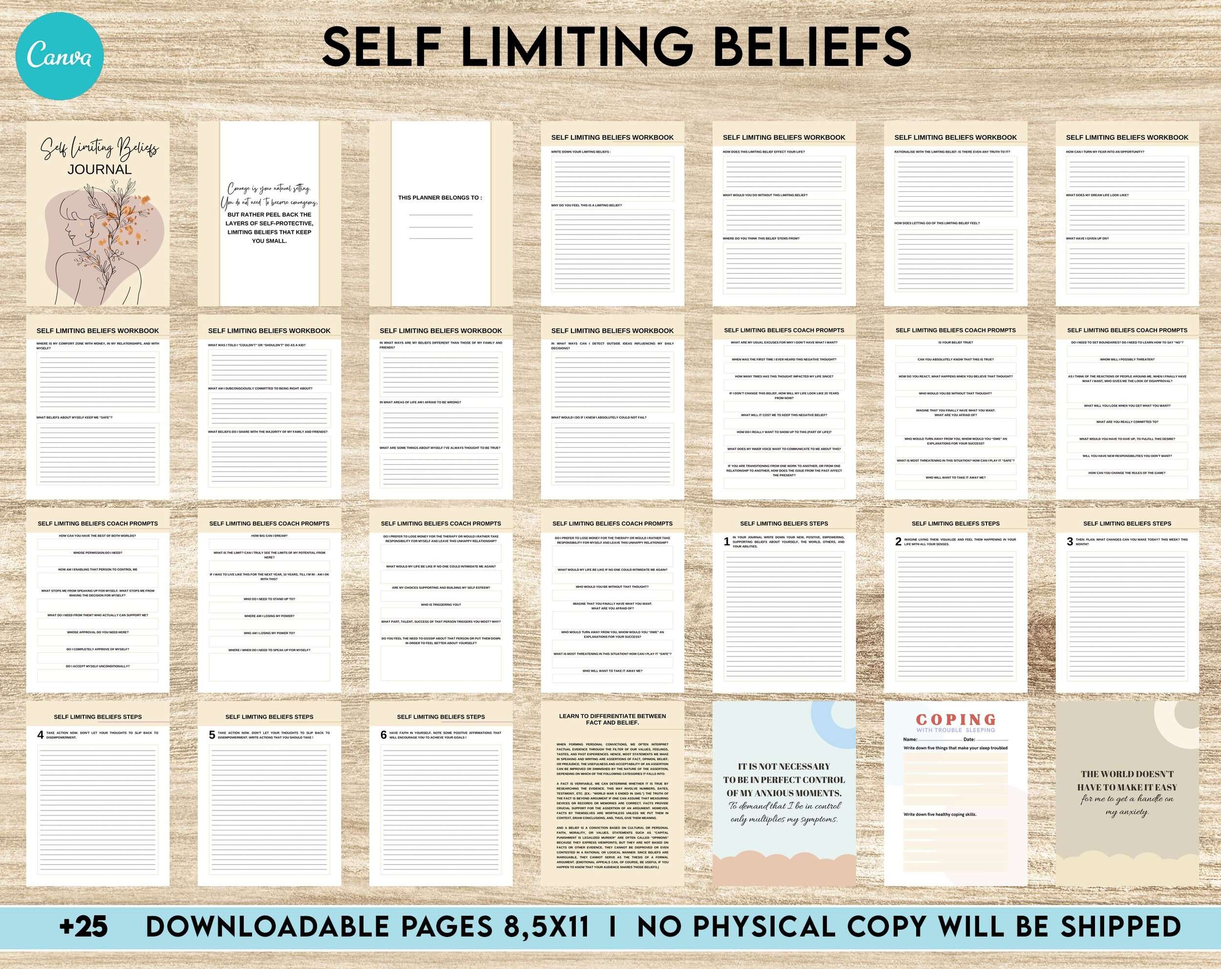 Self Limiting Beliefs, boundaries, self esteem, self confidence Canva Editable Templates 8,5×11 inch, KDP interior Self Limiting Beliefs, boundaries, self esteem, self confidence Canva Editable Templates 8,5×11 inch, KDP interior
