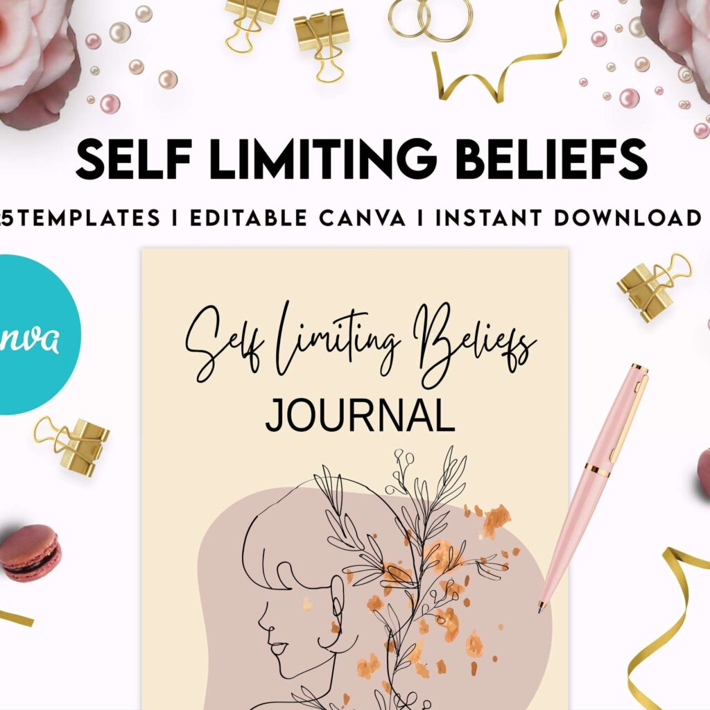 Self Limiting Beliefs, boundaries, self esteem, self confidence Canva Editable Templates 8,5×11 inch, KDP interior