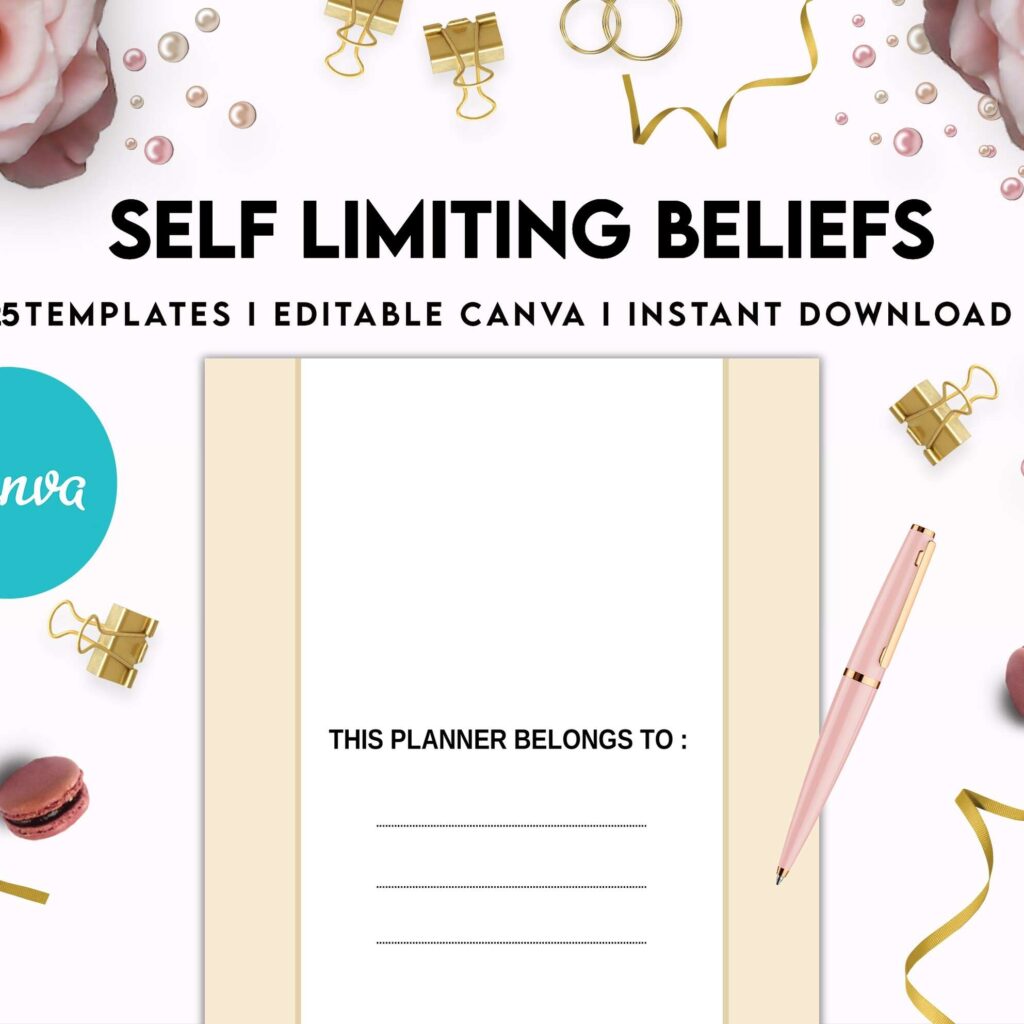 Self Limiting Beliefs, boundaries, self esteem, self confidence Canva Editable Templates 8,5×11 inch, KDP interior