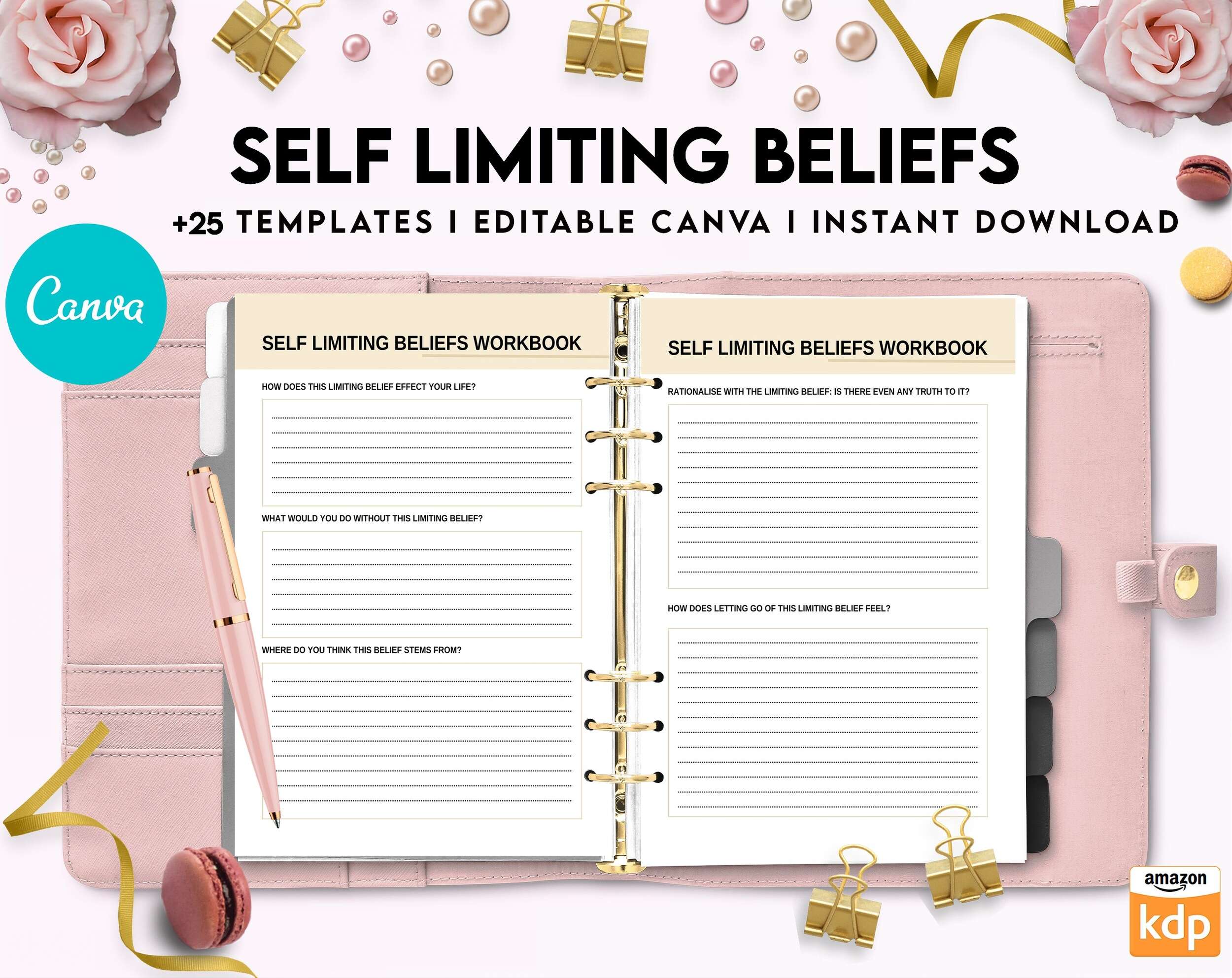 Self Limiting Beliefs, boundaries, self esteem, self confidence Canva Editable Templates 8,5×11 inch, KDP interior Self Limiting Beliefs, boundaries, self esteem, self confidence Canva Editable Templates 8,5×11 inch, KDP interior