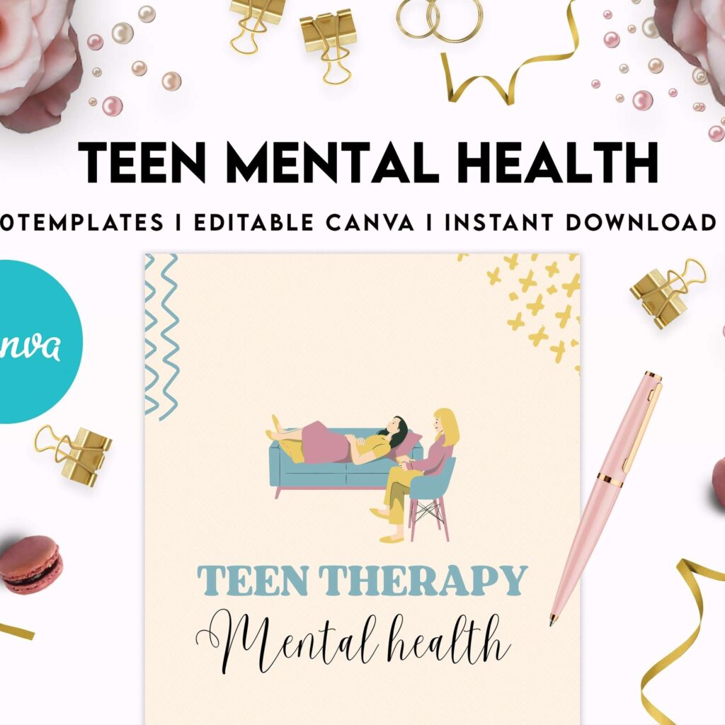 Teen Mental Health, teen therapy journal , teen coping skills, teen Shadow Work, Canva Editable Templates 8,5×11 inch, KDP interior